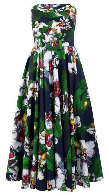Carol Dress Tube Strapless with Hamilton Belt Midi Plus Length Cotton Stretch (Mode Orchid)
