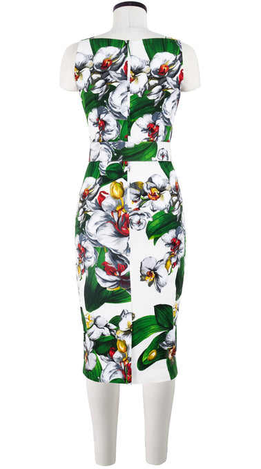 Celine Dress High Boat Neck Sleeveless with Hamilton Belt Long Length Cotton Dobby Stretch (Mode Orchid)