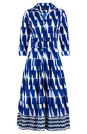 Audrey Dress #2 Shirt Collar 3/4 Sleeve Midi Length Cotton Stretch (Mode Zigzag)