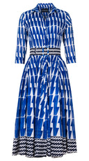 Aster Dress Shirt Collar 3/4 Sleeve Midi Length Cotton Musola (Mode Zigzag)