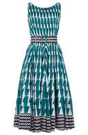 Aster Dress Boat Neck Sleeveless Midi Length Cotton Musola (Mode Zigzag)