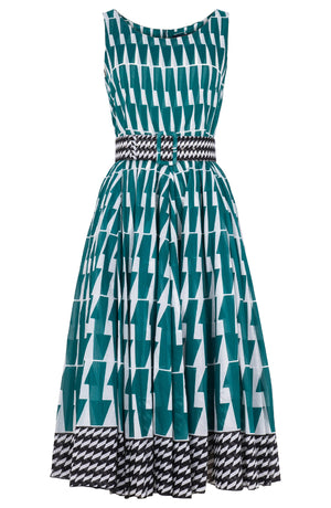 Aster Dress Boat Neck Sleeveless Midi Length Cotton Musola (Mode Zigzag)