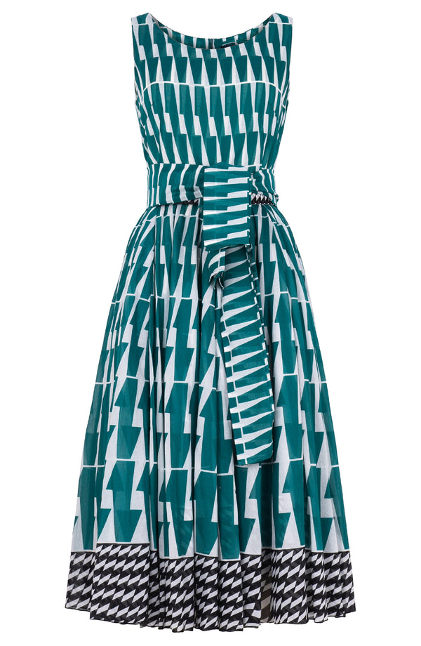Aster Dress Boat Neck Sleeveless Midi Length Cotton Musola (Mode Zigzag)