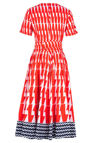 Abelia Dress Crew Neck Short Sleeve  Midi Length Cotton Stretch (Mode Zigzag)