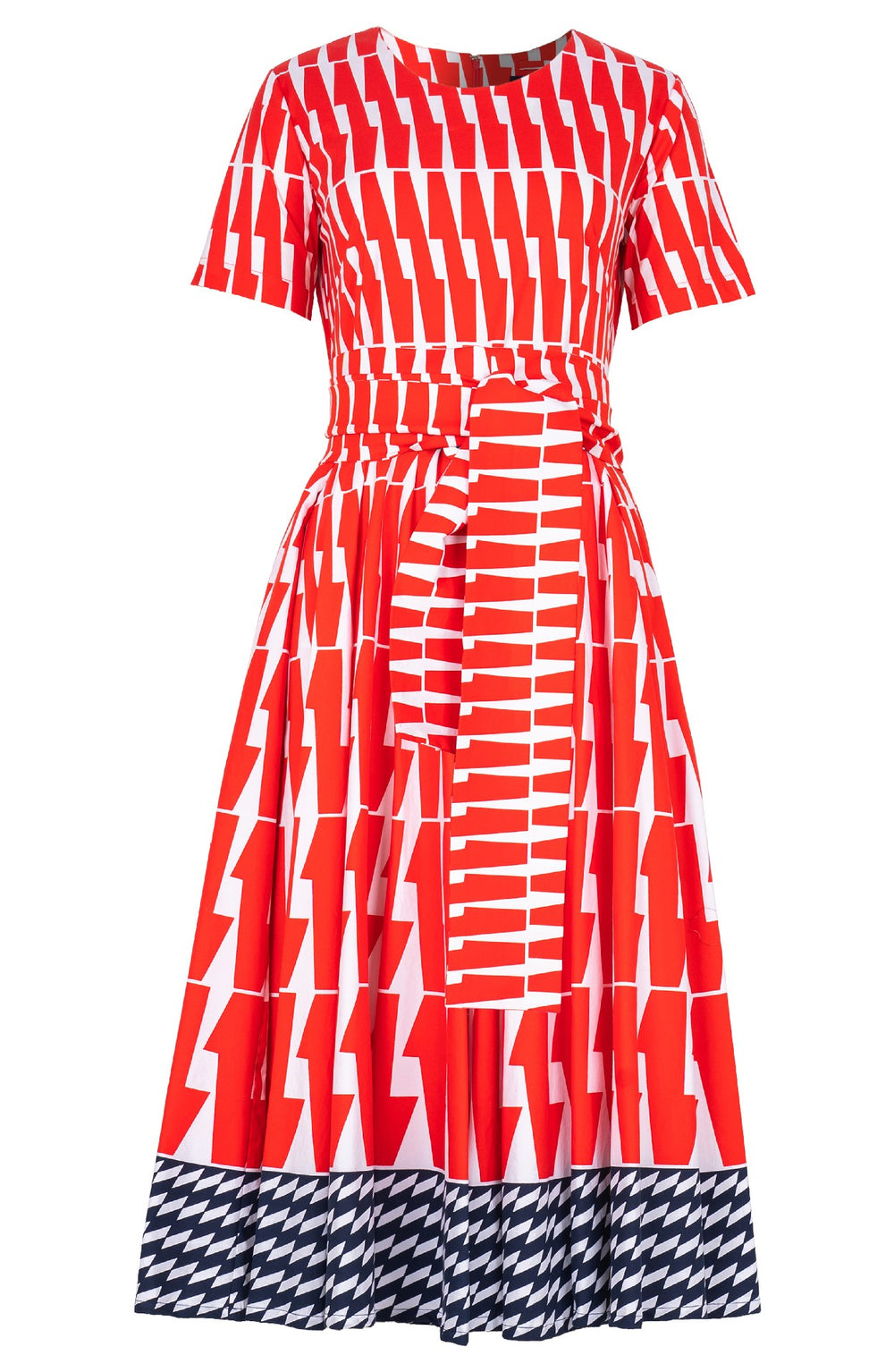 Abelia Dress Crew Neck Short Sleeve  Midi Length Cotton Stretch (Mode Zigzag)