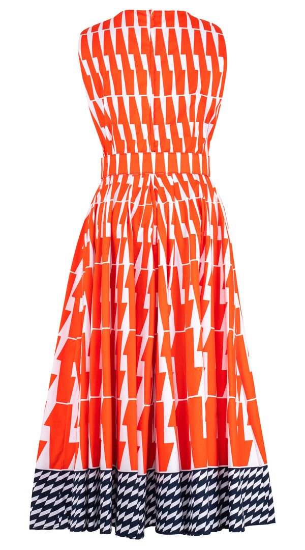 Abelia Dress Crew Neck Sleeveless Midi Length Cotton Stretch (Mode Zigzag)