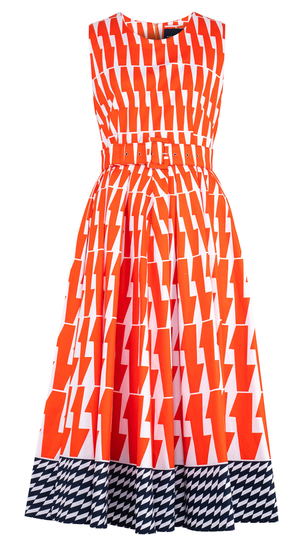 Abelia Dress Crew Neck Sleeveless Midi Length Cotton Stretch (Mode Zigzag)