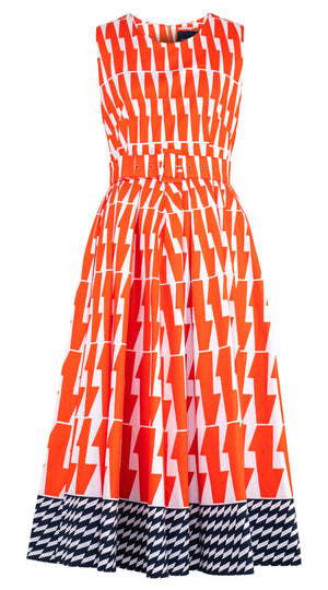 Abelia Dress Crew Neck Sleeveless Midi Length Cotton Stretch (Mode Zigzag)