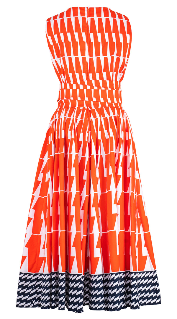 Abelia Dress Crew Neck Sleeveless Midi Length Cotton Stretch (Mode Zigzag)