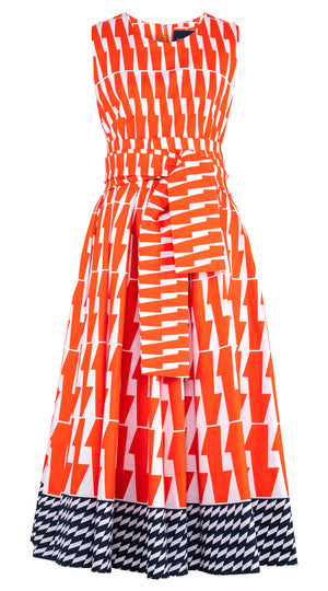 Abelia Dress Crew Neck Sleeveless Midi Length Cotton Stretch (Mode Zigzag)