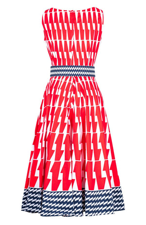 Abelia Dress Boat Neck Sleeveless Maxi Length Cotton Stretch (Mode Zigzag)