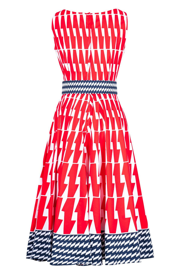 Abelia Dress Boat Neck Sleeveless Maxi Length Cotton Stretch (Mode Zigzag)