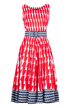 Abelia Dress Boat Neck Sleeveless Maxi Length Cotton Stretch (Mode Zigzag)