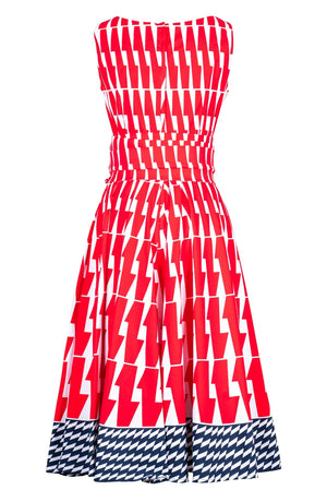 Abelia Dress Boat Neck Sleeveless Maxi Length Cotton Stretch (Mode Zigzag)