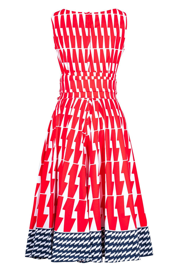 Abelia Dress Boat Neck Sleeveless Maxi Length Cotton Stretch (Mode Zigzag)
