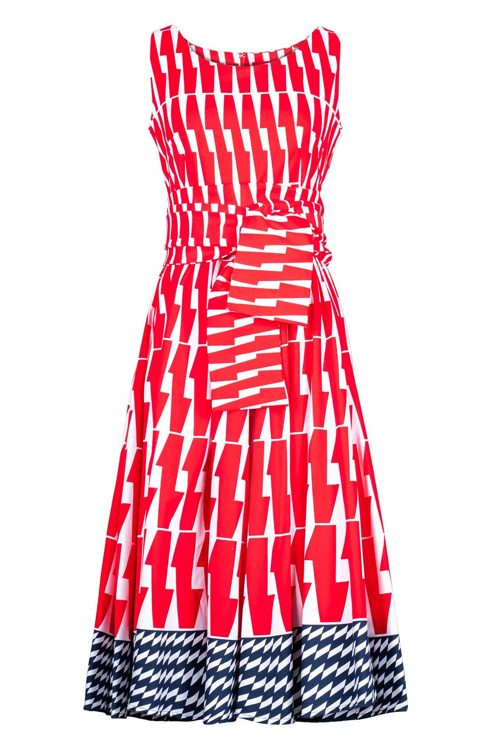 Abelia Dress Boat Neck Sleeveless Maxi Length Cotton Stretch (Mode Zigzag)