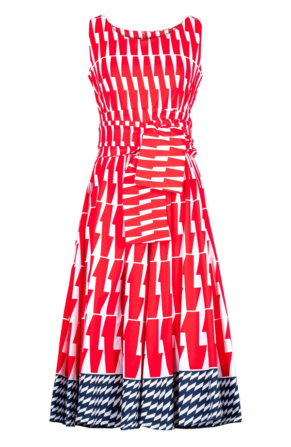 Abelia Dress Boat Neck Sleeveless Maxi Length Cotton Stretch (Mode Zigzag)