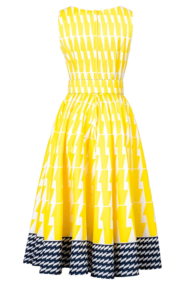 Abelia Dress U Neck Sleeveless Midi Length Cotton Stretch (Mode Zigzag)