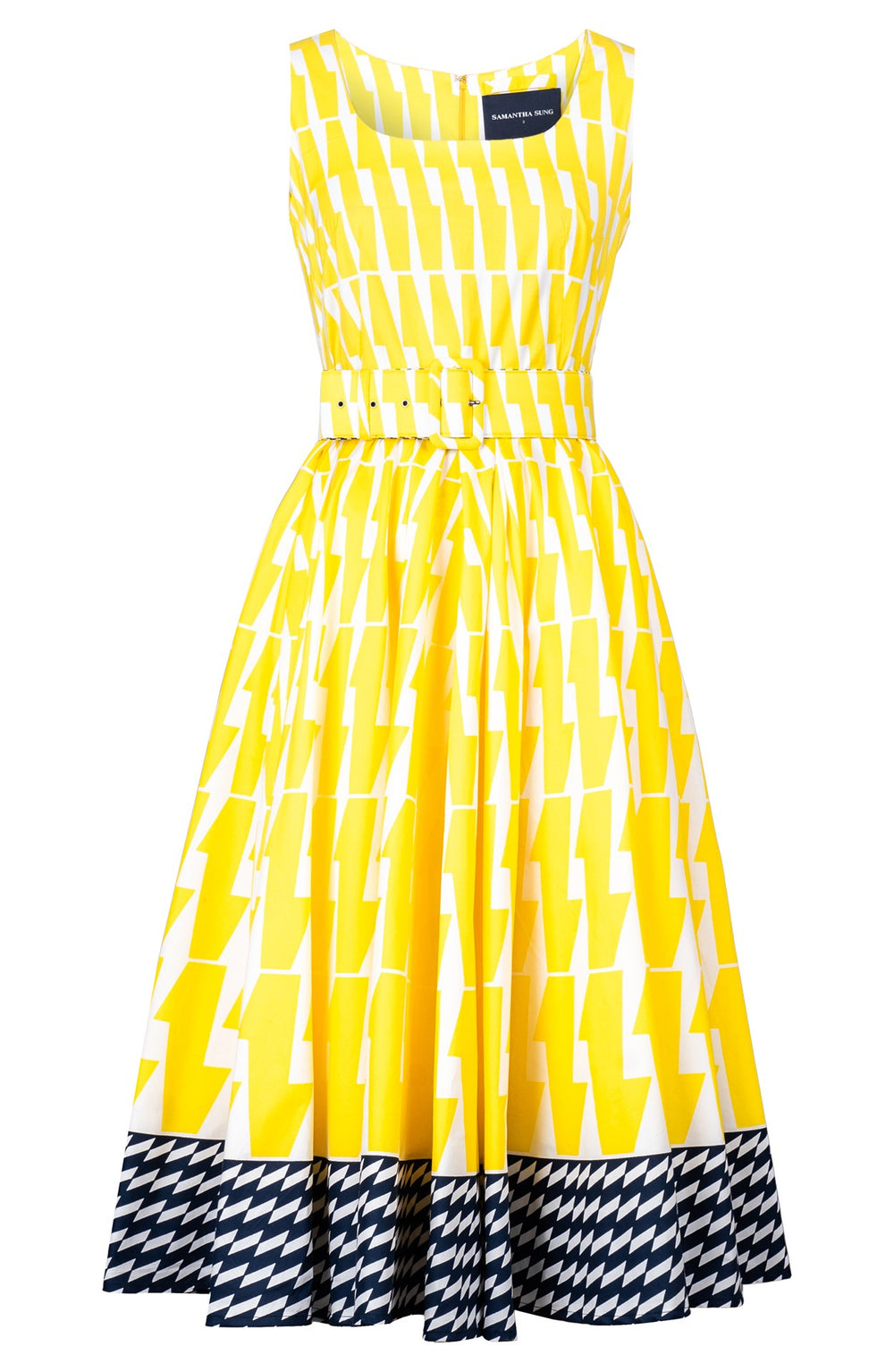 Abelia Dress U Neck Sleeveless Midi Length Cotton Stretch (Mode Zigzag)