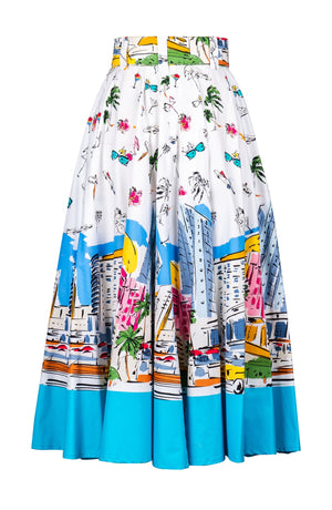 Abelia Skirt Midi Plus Length Cotton Stretch (Monaco White)