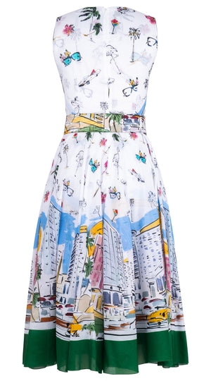 Aster Dress Crew Neck Sleeveless Midi Length Cotton Musola (Monaco White)