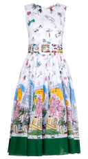 Aster Dress Crew Neck Sleeveless Midi Length Cotton Musola (Monaco White)