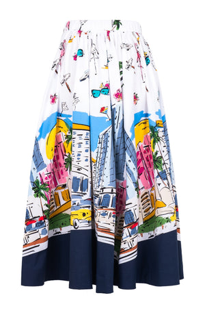 Jenny Skirt Midi Length Cotton Stretch (Monaco White)