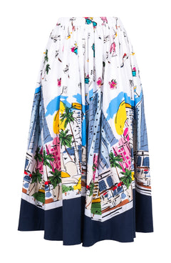 Jenny Skirt Midi Length Cotton Stretch (Monaco White)