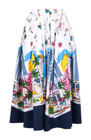 Jenny Skirt Midi Length Cotton Stretch (Monaco White)
