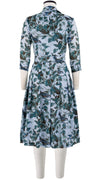 Audrey Dress #3 Shirt Collar 3/4 Sleeve Long Length Cotton Musola (Morning Glory & Bird)