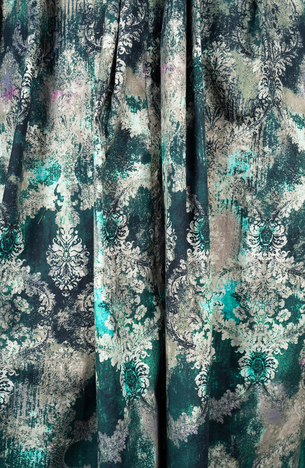 Audrey Dress #1 Shirt Collar 3/4 Sleeve Long Length Cotton Stretch (Morris Lace Dark)