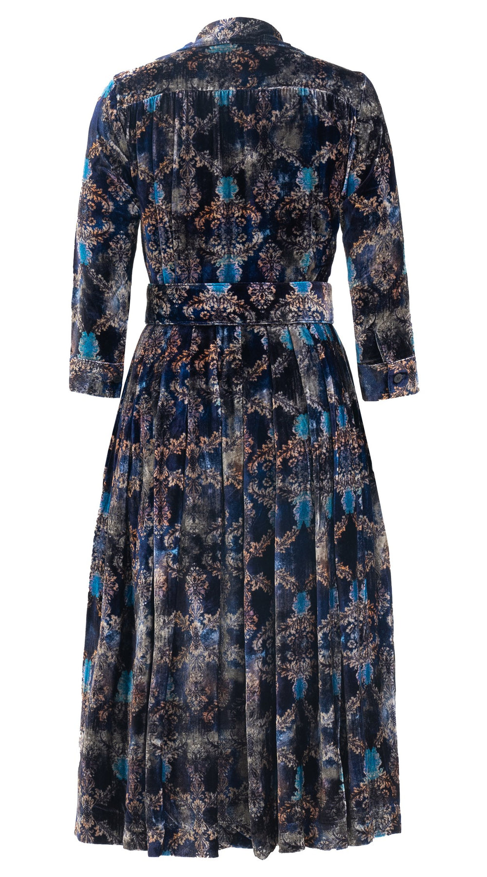 Audrey Dress #3 Shirt Collar 3/4 Sleeve Midi Length Silk Velvet (Morris Velvet)
