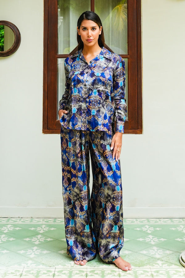 Sydney Shirt Long Sleeve & Sydney Pants Silk Twill (Morris Lace Dark)