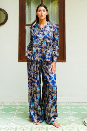 Sydney Shirt Long Sleeve & Sydney Pants Silk Twill (Morris Lace Dark)
