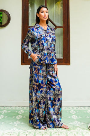 Sydney Shirt Long Sleeve & Sydney Pants Silk Twill (Morris Lace Dark)