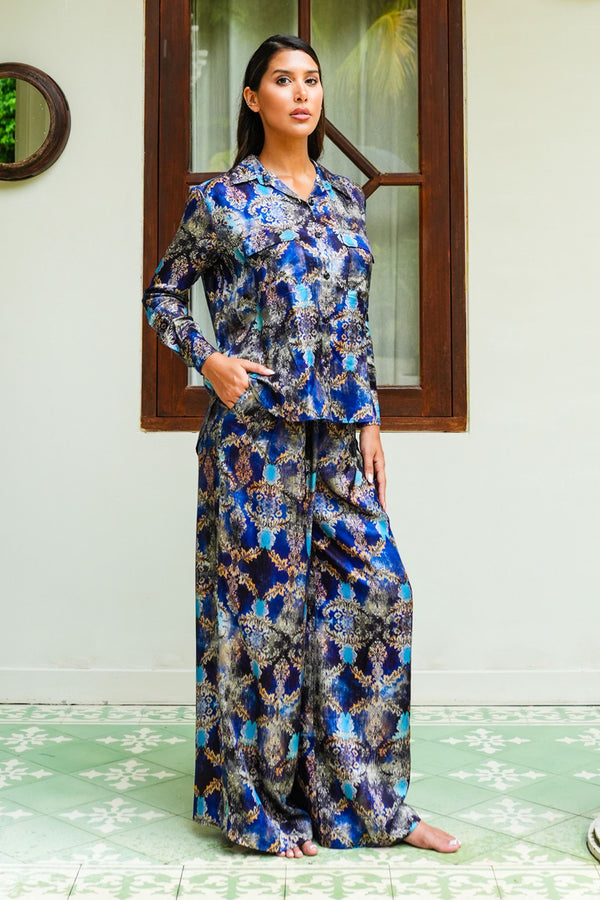 Sydney Shirt Long Sleeve & Sydney Pants Silk Twill (Morris Lace Dark)