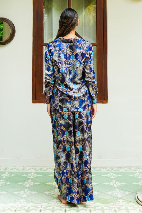 Sydney Shirt Long Sleeve & Sydney Pants Silk Twill (Morris Lace Dark)