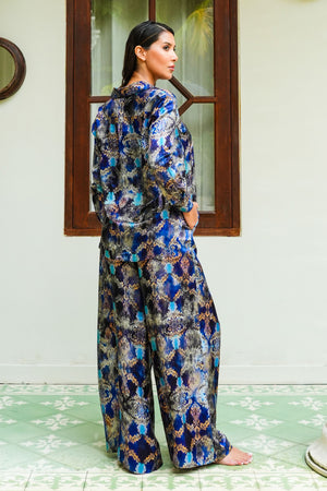 Sydney Shirt Long Sleeve & Sydney Pants Silk Twill (Morris Lace Dark)