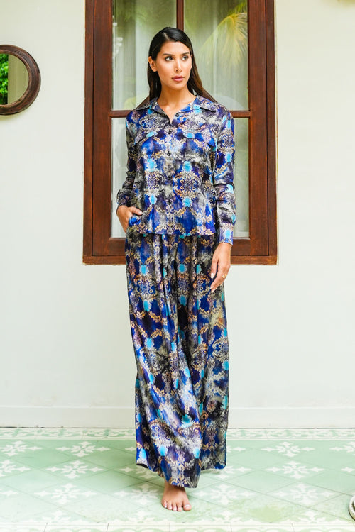 Sydney Shirt Long Sleeve & Sydney Pants Silk Twill (Morris Lace Dark)