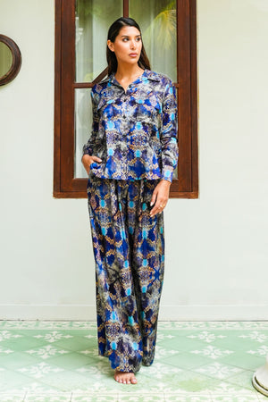 Sydney Shirt Long Sleeve & Sydney Pants Silk Twill (Morris Lace Dark)