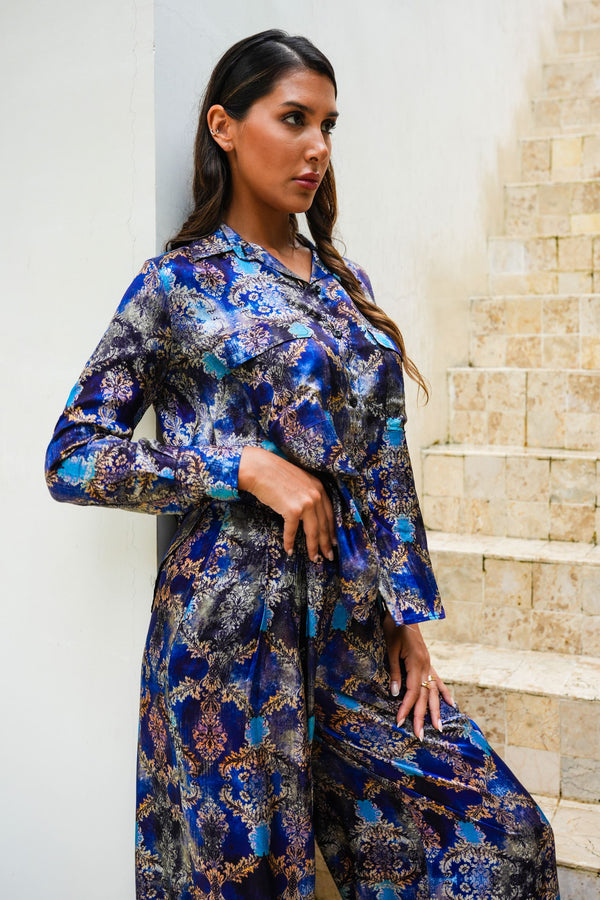 Sydney Shirt Long Sleeve & Sydney Pants Silk Twill (Morris Lace Dark)