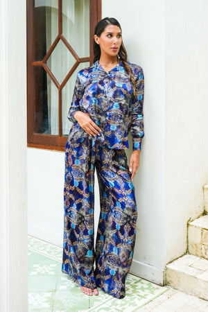 Sydney Shirt Long Sleeve & Sydney Pants Silk Twill (Morris Lace Dark)