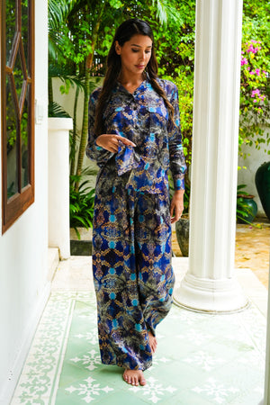 Sydney Shirt Long Sleeve & Sydney Pants Silk Twill (Morris Lace Dark)