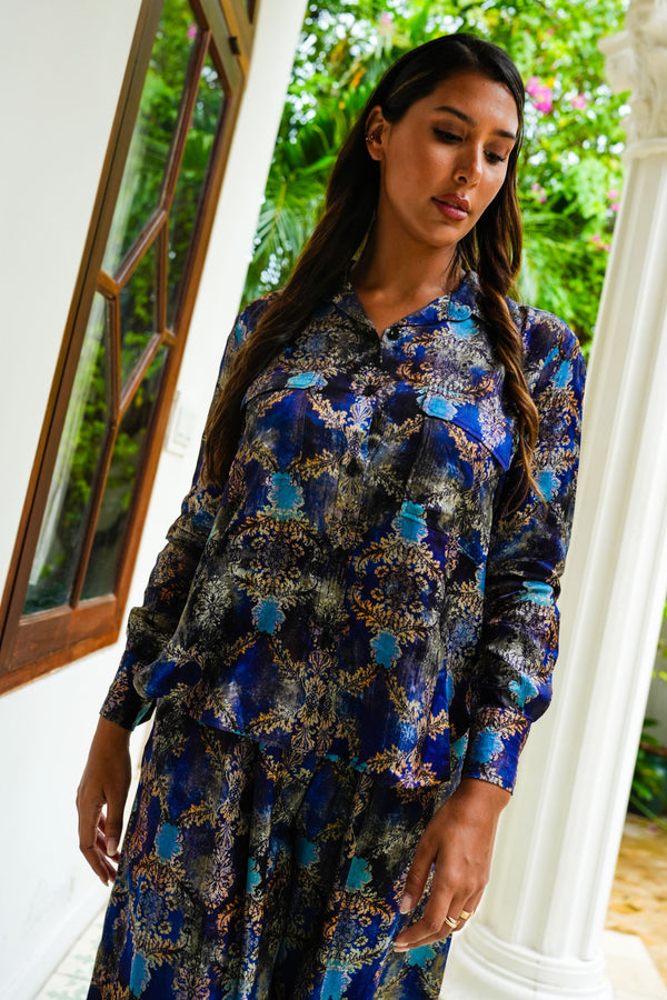 Sydney Shirt Long Sleeve & Sydney Pants Silk Twill (Morris Lace Dark)