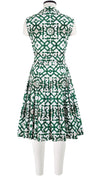 Audrey Dress #4 Shirt Collar Sleeveless Cotton Stretch (Mosaique Tile White)