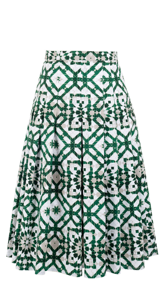 Zeller Skirt Long Length Cotton Stretch (Mosaique Tile White ...