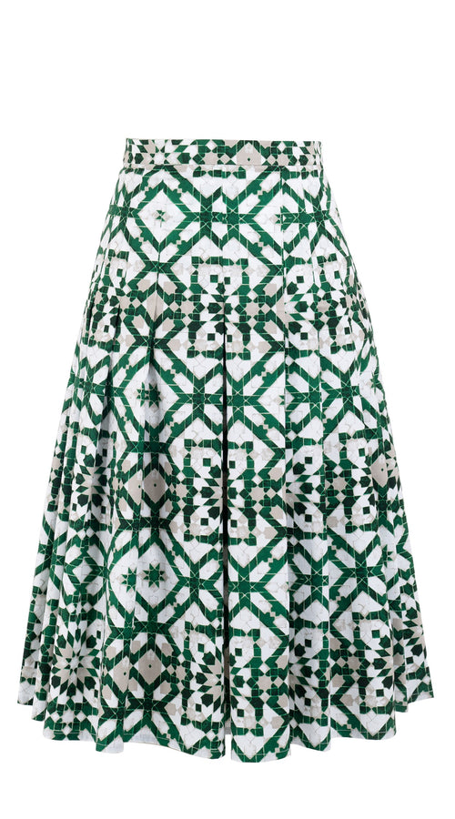 Zeller Skirt Long Length Cotton Stretch (Mosaique Tile White)