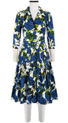 Audrey Dress #4 Shirt Collar 3/4 Sleeve Long Length Cotton Stretch (Moulin Rouge Rose)