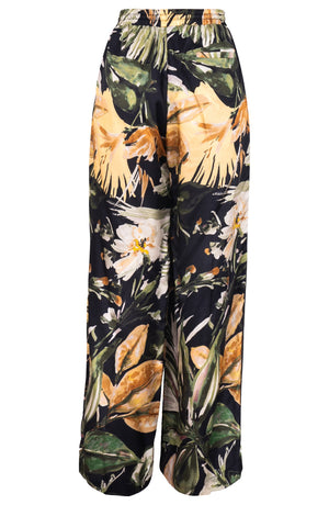 Leah Pants Silk Twill (Mozambique Flower Dark)