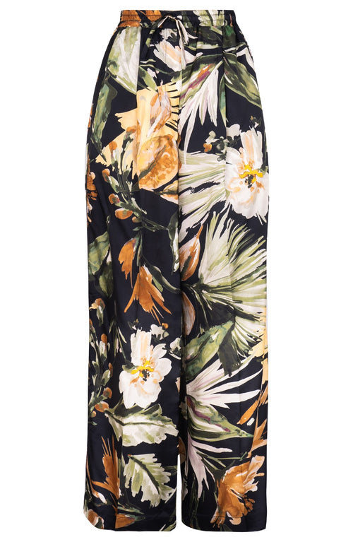 Leah Pants Silk Twill (Mozambique Flower Dark)